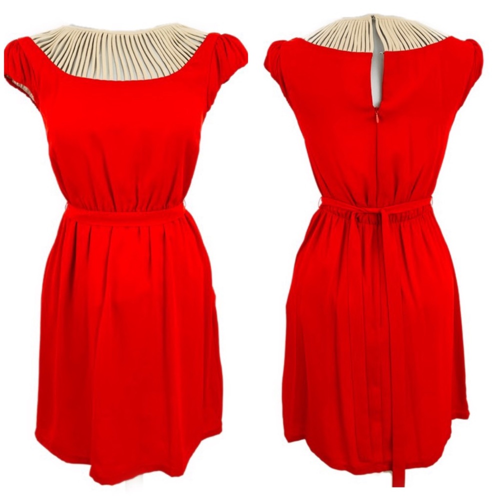Esley Red Undertone Dark Orange Dress - Picture 1 of 6